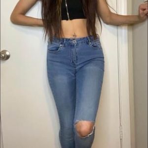 Mid rise ripped jeans